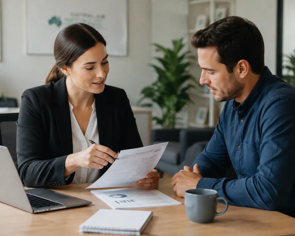 Australian Credit Savers licensed credit specialist reviewing a credit report with a client