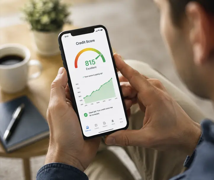 Person checking their free credit score in Australia on a mobile app